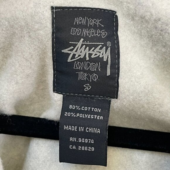 Stussy Womens Small Gray Zip Up Hoodie Sweatshirt Fleece Lined Jacket - Picture 3 of 11